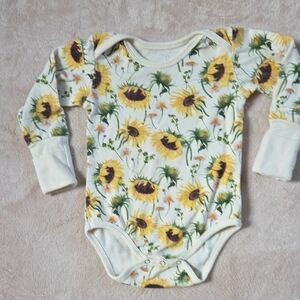 Earthy Organic Sunflower Longsleeve Bodysuit 9-12M